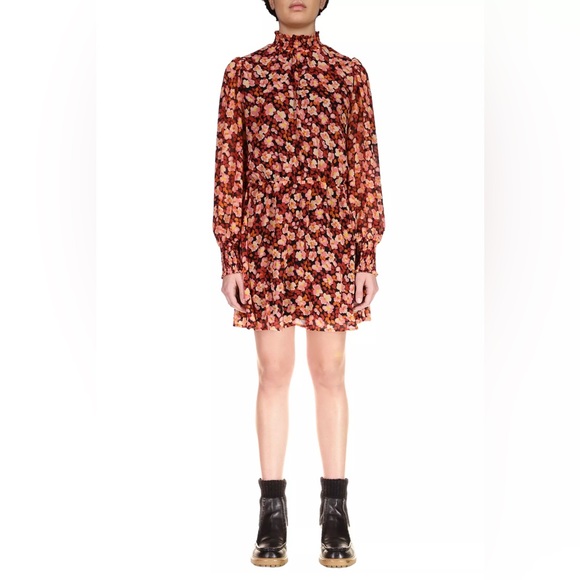 Sanctuary Red and Pink Floral  Women's Blouson Mini dress size L - Picture 1 of 9
